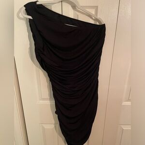 Black asymmetrical one shoulder party dress